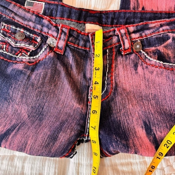 True Religion super T jeans distressed OOAK mid low rise red Rare NEW deadstock - Picture 11 of 16